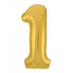 Воздушный шар фольгированный "ЦИФРА 1. Золото. Slim" 102 см.