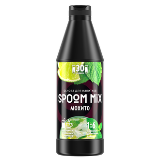 Основа для напитков SPOOM MIX Мохито, бутылка 1 кг (густой сироп для лимонадов, чая, коктейлей, десертов, смузи и сорбетов)