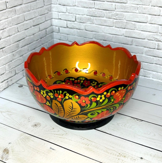 Чашка пиала деревянная резная 100*190 мм Хохлома