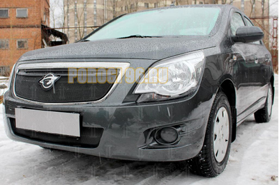 Защита радиатора Ravon R4 2016- / Chevrolet Cobalt 2013- black низ