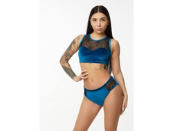 Комплект синий с кружевом