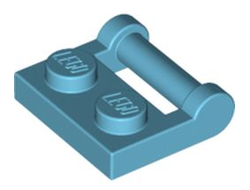 Plate, Modified 1 x 2 with Bar Handle on Side - Closed Ends, Medium Azure (48336 / 6236582)
