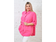 Яркая женская рубашка свободного силуэта из хлопка Арт. 1355 (цвет розовый) Размеры 56-72