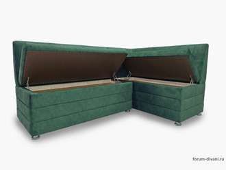 Кухонный Угловой диван "ФОРУМ-5МН" Стандартный велюр Зеленый, правый