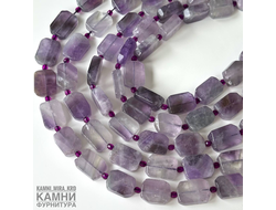 Аметист полупрозрачный лавандовый прямоугольники 13-14х17-18 мм, цена за нить 19 см
