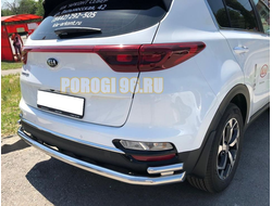 Защита заднего бампера двойная угловая большая d60/42 для Kia Sportage (2018-2021)