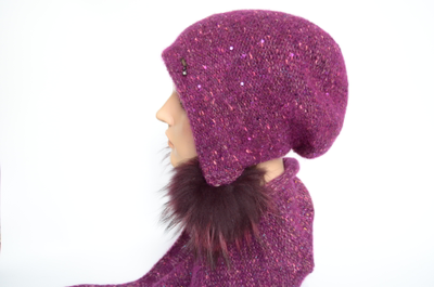 Шапка ушанка фуксия с помпонами Vizio Италия 8022