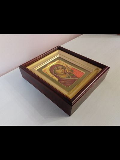 Казанская Богородица. Рукописная икона 13х16см в киоте.