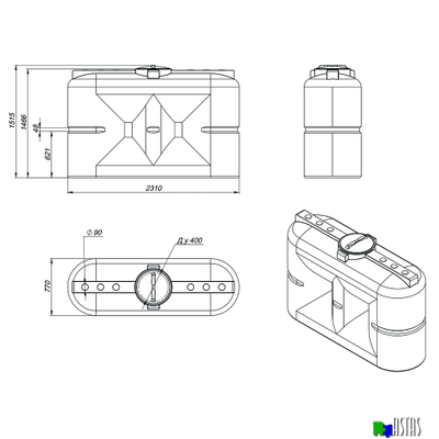 Емкость Экопром S 2000 л черная
