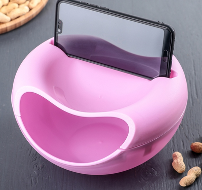 Тарелка двойная для семечек и орехов с подставкой для телефона, 20×11 см, цвет в ассортименте