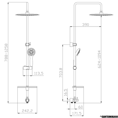 Душевой гарнитур Тропический душ + лейка 5 поз Lemark Лемарк LM8802C