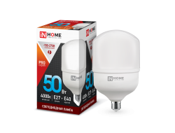 ЛАМПА СД LED-HP-PRO 50ВТ 230В Е27 С АДАПТЕРОМ E40 4000К 4500ЛМ IN HOME