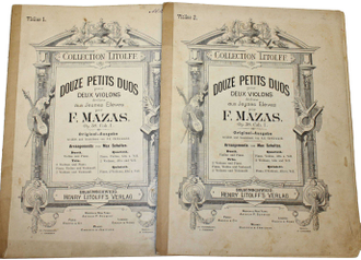 Mazas F. Douze petits duos pour deux violons. Op.38, Cah.I. В 2-х  парт. Braunschwrig: Henry Litolff`s Verlag, 189?.