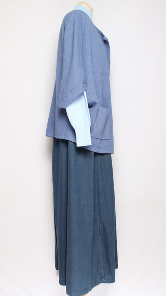 Жилет кимоно на пуговицах "ЧЕРЕПАХА" джинс, св.бежевый, бежевый до р.56