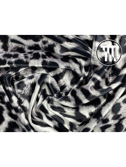 Велюр-стрейч принт Леопард с ворсинками, цв. Белый