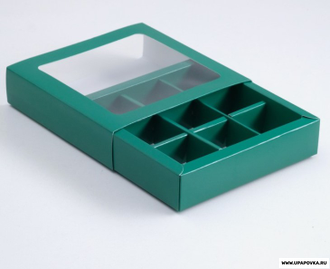 Коробка под 9 конфет Изумрудная 14,5 х 14,5 х 3,5 см