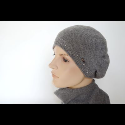 Вязаный берет из кашемира Vizio Италия 9000 В серый