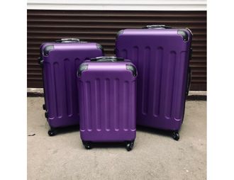 Комплект из 3х чемоданов ABS с накладками S,M,L фиолетовый