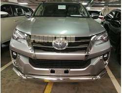 Защита переднего бампера двойная d76/60 для Toyota Fortuner 2017-