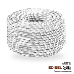Витой ретро провод 3х2.5 белый шелк бухта