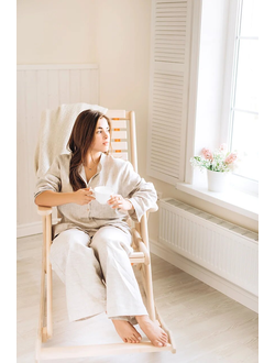 Пижама из натурального хлопка с брюками (лен)