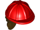 Minifigure, Headgear Helmet Construction with Molded Dark Brown Ponytail Hair Pattern, Red (16178pb01 / 6057738 / 6173572 / 6403253)