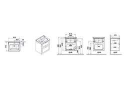 Модуль с классической раковиной, Vitra Root Classic, 60 см, 2 ящика, матовый белый, 68848