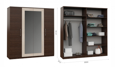 Шкаф Аврора 4-дв Венге и дуб молочный