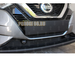 Защита радиатора Nissan Qashqai 2019- (2 части) низ black с парктроником PREMIUM