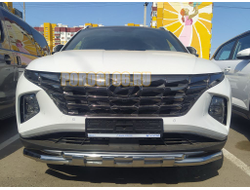 Защита переднего бампера с перемычками d60/42 для Hyundai Tucson 2021-