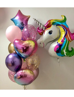 Набор шаров с гелием "Единорог на радуге"