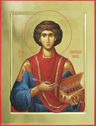 Пантелеимон (Пантелеймон) Целитель, святой великомученик. Рукописная православная икона.