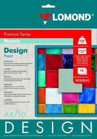 Дизайнерская Бумага Lomond Мозаика (Mosaic), Глянцевая, A4, 230 г/м2, 10 листов.