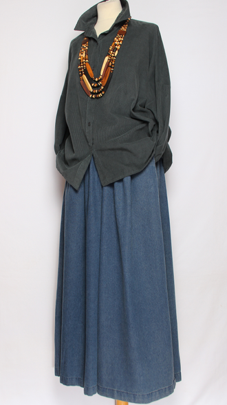 Рубашка вельветовая "Спущенный рукав" графит р.46-52