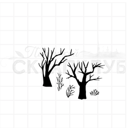штамп деревья с голыми ветками