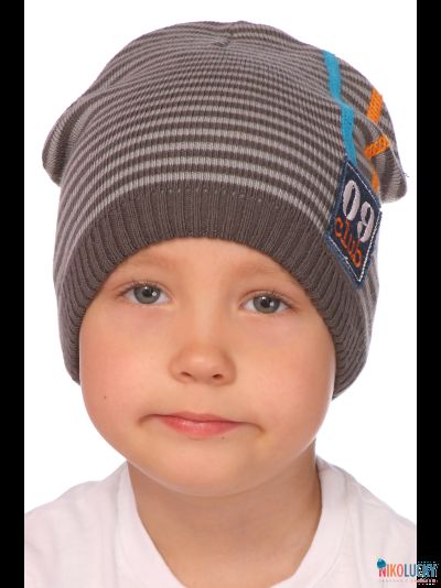 Шапка  18202-15, цвет темно-серый, серый  р. 48-50