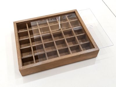 Коробка-пенал 30 ячеек, крышка из оргстекла, для коллекции камней (24*20*4 см, 500 г) №25789