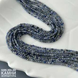 Содалит с породой шары в огранке 2-2,2 мм, цена за нить 19 см
