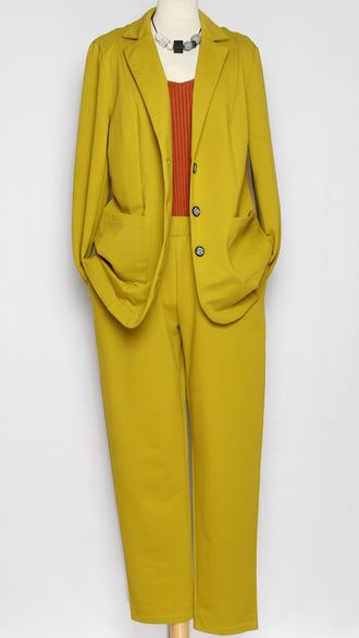 КОСТЮМ БРЮЧНЫЙ "ДВОЙКА ТРИКОТАЖ" горчица р.50-56