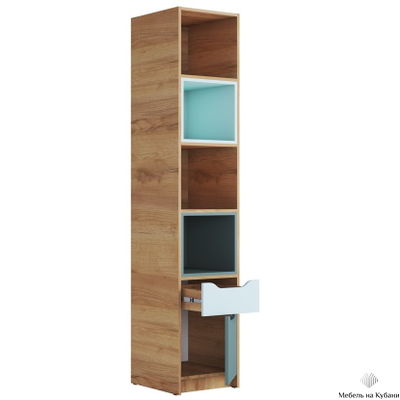 Rich Стеллаж СЖ-001 Дуб Крафт золотой - Мята/Сумеречный голубой