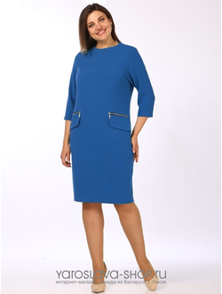 Модель: 800. Стильное платье прямого силуэта синего цвета.