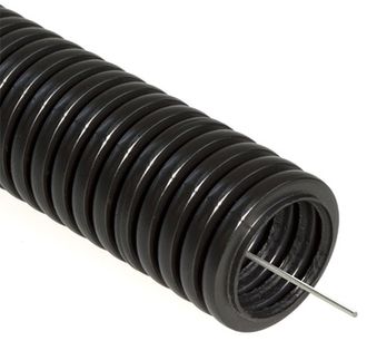 Труба гофрированная ПНД безгалогенная (HF) черная с/з д16 (100м/5500м уп/пал) Строитель (PR.021651)