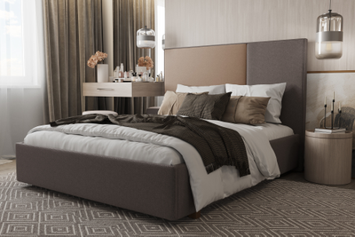 Кровать односпальная, двуспальная, MyCloud Джордан с подъемным механизмом, бельевым ящиком, мягкое квадратное изголовье