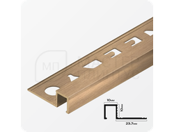 Профиль для плитки П-образный закладной латунный 10х10 мм NEEXY PVL31-03 BAO Брашированный 2.7 м