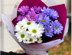 Букет из кустовых хризантем "Цветочный коктейль"