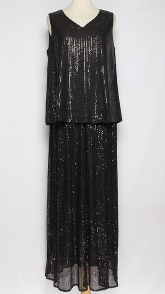 Юбка  трикотажная "Пайетки" черная\серебро р.54,56,58,60, черная\черная р.58