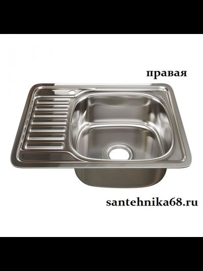 Мойка для кухни нерж врезная прямоугольная MIXLINE 48х58 0,8мм правая левая выпуск 3 1/2 с сифоном глубина 18см