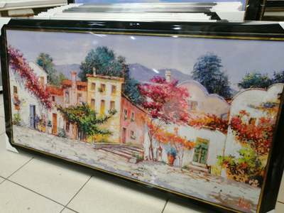 Картина в раме 50х100 см Luigi Florio - Paese mediterraneo