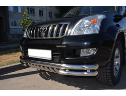 Защита переднего бампера тройная с защитой акула d60/53/42 для Toyota Land Cruiser Prado 120 (2003-2009)