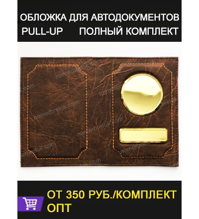 ОБЛОЖКА ИЗ КОЖИ ДЛЯ АВТОДОКУМЕНТОВ В КОМПЛЕКТЕ С ЛИНЗАМИ. PULL-UP (ТЁМНО-КОРИЧНЕВЫЙ)